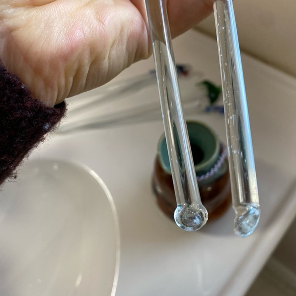 6 Assorted Set Hand Blown Glass Swizzle Sticks for Cocktails - Picture 6 of 7